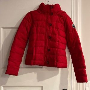 Girls Abercrombie red puffer jacket size large.